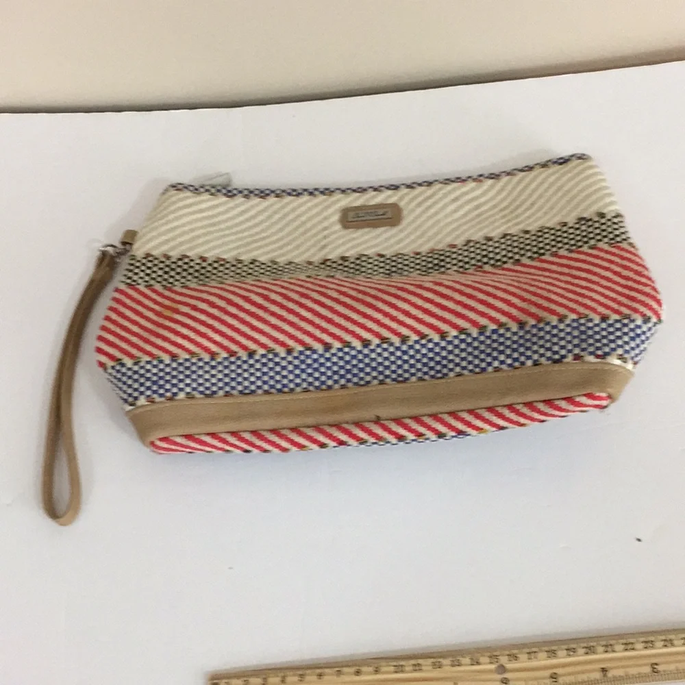 Sun N Sand Large Woven  Wristlet Lined Clutch Purse Wrist Strap